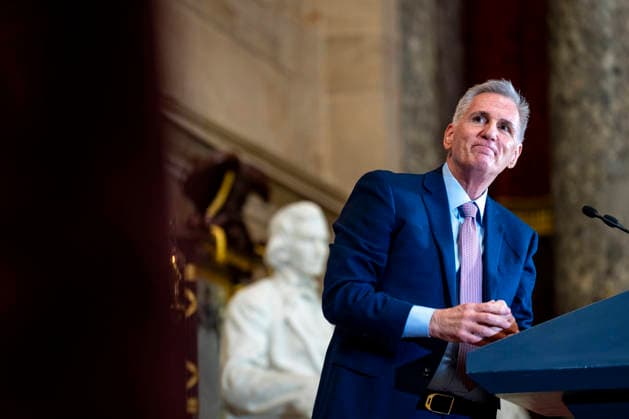 Former Speaker of the House Kevin McCarthy looks on at his portrait during the unveiling ceremony the U.S. Capitol in Washington, DC on Tuesday, September 15, 2026. McCarthy served as the 55th Speaker of the U.S. House of Representatives in 2023 and served California s 23rd Congressional District from 2007 to 2023.  WAP20260915421 BONNIExCASH