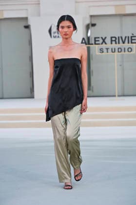 September 15, 2026, Madrid, Spain: A model parades with Alex Riviere design during Mercedes Benz Fashion Week Madrid Cibeles Palace in Madrid, 15 February of 2026 Spain Madrid Spain - ZUMAs197 20260915_aaa_s197_324 Copyright: xAtilanoxGarciax