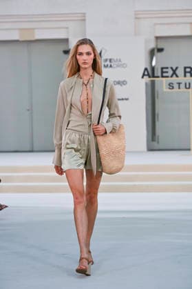 September 15, 2026, Madrid, Spain: A model parades with Alex Riviere design during Mercedes Benz Fashion Week Madrid Cibeles Palace in Madrid, 15 February of 2026 Spain Madrid Spain - ZUMAs197 20260915_aaa_s197_353 Copyright: xAtilanoxGarciax