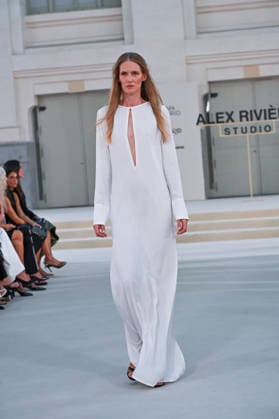 September 15, 2026, Madrid, Spain: A model parades with Alex Riviere design during Mercedes Benz Fashion Week Madrid Cibeles Palace in Madrid, 15 February of 2026 Spain Madrid Spain - ZUMAs197 20260915_aaa_s197_356 Copyright: xAtilanoxGarciax