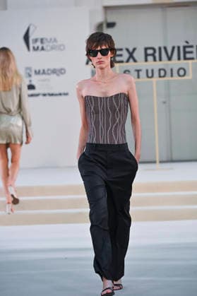 September 15, 2026, Madrid, Spain: A model parades with Alex Riviere design during Mercedes Benz Fashion Week Madrid Cibeles Palace in Madrid, 15 February of 2026 Spain Madrid Spain - ZUMAs197 20260915_aaa_s197_359 Copyright: xAtilanoxGarciax