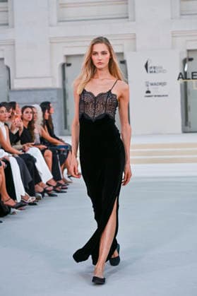 September 15, 2026, Madrid, Spain: A model parades with Alex Riviere design during Mercedes Benz Fashion Week Madrid Cibeles Palace in Madrid, 15 February of 2026 Spain Madrid Spain - ZUMAs197 20260915_aaa_s197_366 Copyright: xAtilanoxGarciax