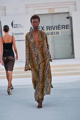 September 15, 2026, Madrid, Spain: A model parades with Alex Riviere design during Mercedes Benz Fashion Week Madrid Cibeles Palace in Madrid, 15 February of 2026 Spain Madrid Spain - ZUMAs197 20260915_aaa_s197_368 Copyright: xAtilanoxGarciax