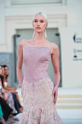September 15, 2026, Madrid, Spain: A model parades with Hannibal Laguna design during Mercedes Benz Fashion Week Madrid Cibeles Palace in Madrid, 15 February of 2026 Spain Madrid Spain - ZUMAs197 20260915_aaa_s197_564 Copyright: xAtilanoxGarciax