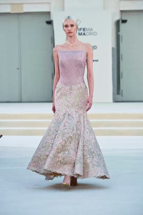 September 15, 2026, Madrid, Spain: A model parades with Hannibal Laguna design during Mercedes Benz Fashion Week Madrid Cibeles Palace in Madrid, 15 February of 2026 Spain Madrid Spain - ZUMAs197 20260915_aaa_s197_577 Copyright: xAtilanoxGarciax
