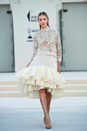 September 15, 2026, Madrid, Spain: A model parades with Hannibal Laguna design during Mercedes Benz Fashion Week Madrid Cibeles Palace in Madrid, 15 February of 2026 Spain Madrid Spain - ZUMAs197 20260915_aaa_s197_590 Copyright: xAtilanoxGarciax