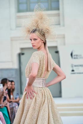 September 15, 2026, Madrid, Spain: A model parades with Hannibal Laguna design during Mercedes Benz Fashion Week Madrid Cibeles Palace in Madrid, 15 February of 2026 Spain Madrid Spain - ZUMAs197 20260915_aaa_s197_591 Copyright: xAtilanoxGarciax