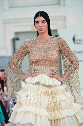 September 15, 2026, Madrid, Spain: A model parades with Hannibal Laguna design during Mercedes Benz Fashion Week Madrid Cibeles Palace in Madrid, 15 February of 2026 Spain Madrid Spain - ZUMAs197 20260915_aaa_s197_593 Copyright: xAtilanoxGarciax