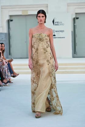 September 15, 2026, Madrid, Spain: A model parades with Hannibal Laguna design during Mercedes Benz Fashion Week Madrid Cibeles Palace in Madrid, 15 February of 2026 Spain Madrid Spain - ZUMAs197 20260915_aaa_s197_599 Copyright: xAtilanoxGarciax