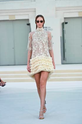 September 15, 2026, Madrid, Spain: A model parades with Hannibal Laguna design during Mercedes Benz Fashion Week Madrid Cibeles Palace in Madrid, 15 February of 2026 Spain Madrid Spain - ZUMAs197 20260915_aaa_s197_611 Copyright: xAtilanoxGarciax