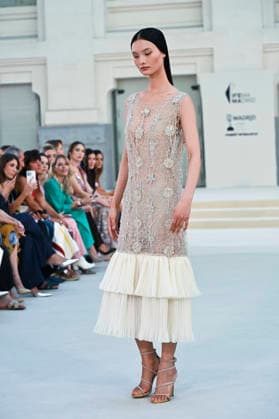 September 15, 2026, Madrid, Spain: A model parades with Hannibal Laguna design during Mercedes Benz Fashion Week Madrid Cibeles Palace in Madrid, 15 February of 2026 Spain Madrid Spain - ZUMAs197 20260915_aaa_s197_618 Copyright: xAtilanoxGarciax