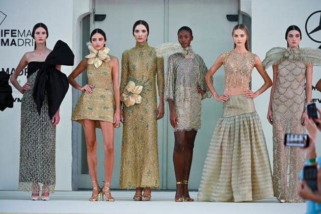 September 15, 2026, Madrid, Spain: A model parades with Hannibal Laguna design during Mercedes Benz Fashion Week Madrid Cibeles Palace in Madrid, 15 February of 2026 Spain Madrid Spain - ZUMAs197 20260915_aaa_s197_619 Copyright: xAtilanoxGarciax