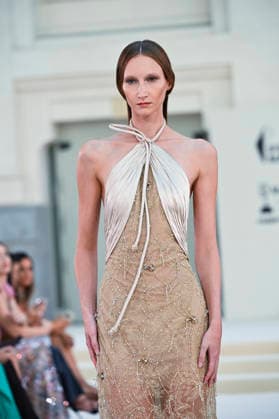 September 15, 2026, Madrid, Spain: A model parades with Hannibal Laguna design during Mercedes Benz Fashion Week Madrid Cibeles Palace in Madrid, 15 February of 2026 Spain Madrid Spain - ZUMAs197 20260915_aaa_s197_627 Copyright: xAtilanoxGarciax