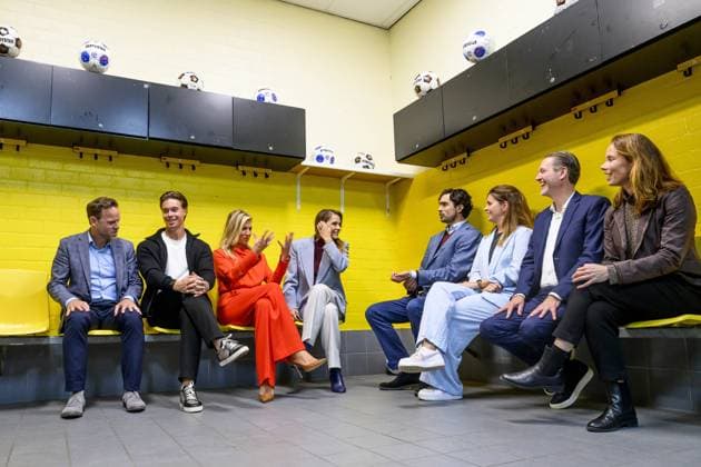 breda, The Netherlands, 2026-09-16 14:53:58 BREDA, 14-02-2026, NAC Breda Queen Maxima attends a meeting of the Cinetree Foundation regarding the documentary *Echte Mannen Huilen Niet* (Real Men Don t Cry) at the NAC Breda stadium. This documentary focuses on the mental health of men in the world of football. PHOTO: NLBeeld Patrick van Emst Credit: NL Beeld Patrick van Emst  Copyright: xx x