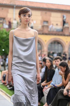 September 16, 2026, Madrid, Spain: A model parades with Baro Lucas design during the Mercedes Benz Fashion Week Madrid at Cibeles Palace in Madrid. Madrid Spain  - ZUMAs197 20260916_aaa_s197_219 Copyright: xAtilanoxGarciax