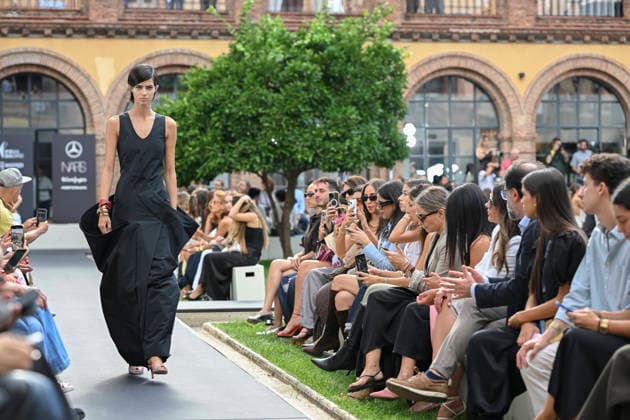 September 16, 2026, Madrid, Spain: A model parades with Baro Lucas design during the Mercedes Benz Fashion Week Madrid at Cibeles Palace in Madrid. Madrid Spain  - ZUMAs197 20260916_aaa_s197_241 Copyright: xAtilanoxGarciax