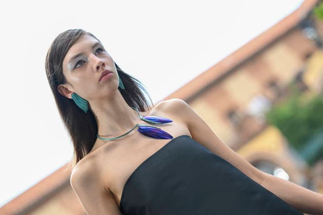 September 16, 2026, Madrid, Spain: A model parades with Baro Lucas design during the Mercedes Benz Fashion Week Madrid at Cibeles Palace in Madrid. Madrid Spain  - ZUMAs197 20260916_aaa_s197_243 Copyright: xAtilanoxGarciax