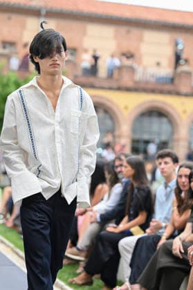 September 16, 2026, Madrid, Spain: A model parades with Baro Lucas design during the Mercedes Benz Fashion Week Madrid at Cibeles Palace in Madrid. Madrid Spain  - ZUMAs197 20260916_aaa_s197_246 Copyright: xAtilanoxGarciax