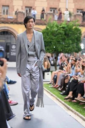 September 16, 2026, Madrid, Spain: A model parades with Baro Lucas design during the Mercedes Benz Fashion Week Madrid at Cibeles Palace in Madrid. Madrid Spain  - ZUMAs197 20260916_aaa_s197_277 Copyright: xAtilanoxGarciax