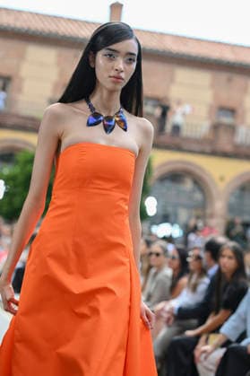 September 16, 2026, Madrid, Spain: A model parades with Baro Lucas design during the Mercedes Benz Fashion Week Madrid at Cibeles Palace in Madrid. Madrid Spain  - ZUMAs197 20260916_aaa_s197_267 Copyright: xAtilanoxGarciax