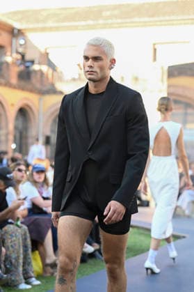 September 16, 2026, Madrid, Spain: A model parades with Acromatyx design during the Mercedes Benz Fashion Week Madrid at Cibeles Palace in Madrid. Madrid Spain  - ZUMAs197 20260916_aaa_s197_288 Copyright: xAtilanoxGarciax