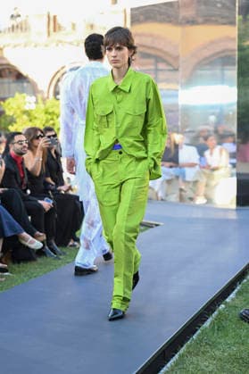September 16, 2026, Madrid, Spain: A model parades with Acromatyx design during the Mercedes Benz Fashion Week Madrid at Cibeles Palace in Madrid. Madrid Spain  - ZUMAs197 20260916_aaa_s197_296 Copyright: xAtilanoxGarciax