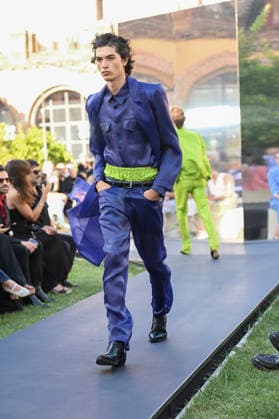 September 16, 2026, Madrid, Spain: A model parades with Acromatyx design during the Mercedes Benz Fashion Week Madrid at Cibeles Palace in Madrid. Madrid Spain  - ZUMAs197 20260916_aaa_s197_306 Copyright: xAtilanoxGarciax