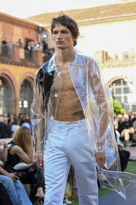 September 16, 2026, Madrid, Spain: A model parades with Acromatyx design during the Mercedes Benz Fashion Week Madrid at Cibeles Palace in Madrid. Madrid Spain  - ZUMAs197 20260916_aaa_s197_314 Copyright: xAtilanoxGarciax