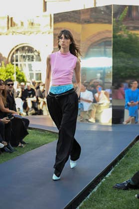 September 16, 2026, Madrid, Spain: A model parades with Acromatyx design during the Mercedes Benz Fashion Week Madrid at Cibeles Palace in Madrid. Madrid Spain  - ZUMAs197 20260916_aaa_s197_327 Copyright: xAtilanoxGarciax