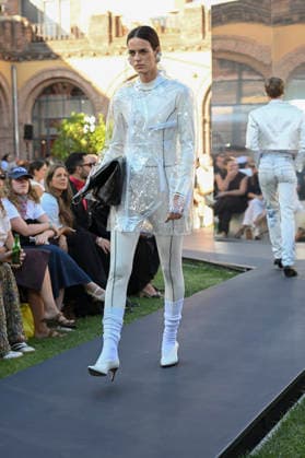 September 16, 2026, Madrid, Spain: A model parades with Acromatyx design during the Mercedes Benz Fashion Week Madrid at Cibeles Palace in Madrid. Madrid Spain  - ZUMAs197 20260916_aaa_s197_332 Copyright: xAtilanoxGarciax