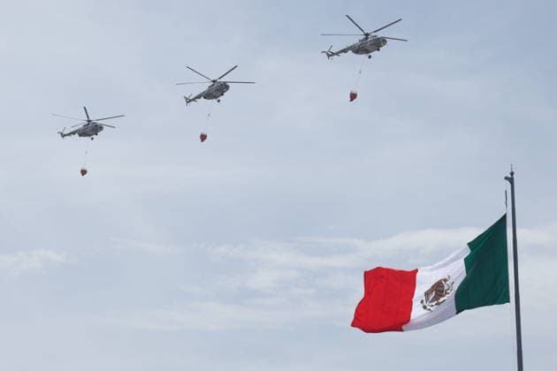 September 16, 2026, Mexico City, Mexico: Mexican President CLAUDIA SHEINBAUM PARDO led the Civic-Military Parade marking the 216th anniversary of the beginning of Mexicos Independence, which started at the Zocalo and traveled along Paseo de la Reforma to Campo Marte in Mexico City. The Armed Forces displayed military equipment and technology, including tactical drones and the Xolotl robot, designed to handle situations involving explosive devices. She was accompanied by Defense Secretary GENERAL RICARDO TREVILLA TREJO and Navy Secretary Admiral RAYMUNDO PEDRO MORALES ANGELES. Mexico City Mexico  - ZUMAl178 20260916_znp_l178_004 Copyright: xCristianxLeyvax