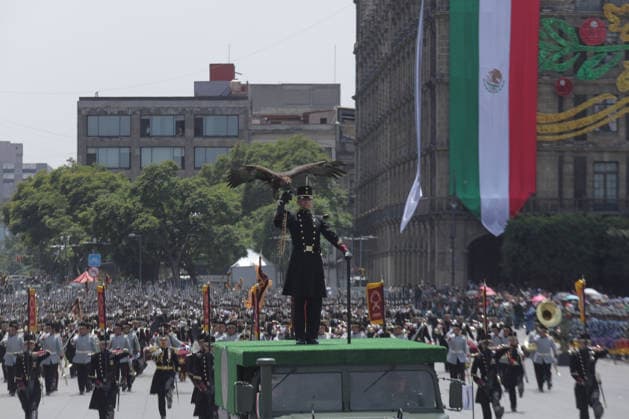 September 16, 2026, Mexico City, Mexico: Mexican President CLAUDIA SHEINBAUM PARDO led the Civic-Military Parade marking the 216th anniversary of the beginning of Mexicos Independence, which started at the Zocalo and traveled along Paseo de la Reforma to Campo Marte in Mexico City. The Armed Forces displayed military equipment and technology, including tactical drones and the Xolotl robot, designed to handle situations involving explosive devices. She was accompanied by Defense Secretary GENERAL RICARDO TREVILLA TREJO and Navy Secretary Admiral RAYMUNDO PEDRO MORALES ANGELES. Mexico City Mexico  - ZUMAl178 20260916_znp_l178_007 Copyright: xCristianxLeyvax