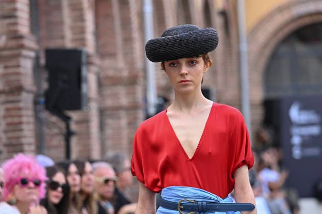 September 16, 2026, Madrid, Spain: A model parades with MoisÃ s Nieto design during Mercedes Benz Fashion Week Madrid Cibeles Palace. Madrid Spain  - ZUMAs197 20260916_aaa_s197_477 Copyright: xAtilanoxGarciax