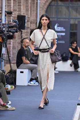 September 16, 2026, Madrid, Spain: A model parades with MoisÃ s Nieto design during Mercedes Benz Fashion Week Madrid Cibeles Palace. Madrid Spain  - ZUMAs197 20260916_aaa_s197_494 Copyright: xAtilanoxGarciax