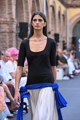 September 16, 2026, Madrid, Spain: A model parades with MoisÃ s Nieto design during Mercedes Benz Fashion Week Madrid Cibeles Palace. Madrid Spain  - ZUMAs197 20260916_aaa_s197_513 Copyright: xAtilanoxGarciax