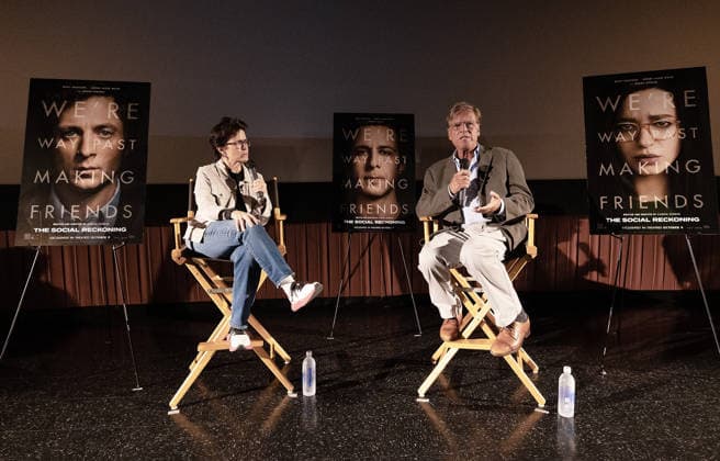 Sony Pictures Unveils THE SOCIAL RECKONING in the Heart of Silicon Valley MOUNTAIN VIEW, CA - September 16, 2026: Writer Director Aaron Sorkin and Pivot Podcast™s Kara Swisher Unveil THE SOCIAL RECKONING at the First Public Screening in the Heart of Silicon Valley at Cinemark Century Mountain View on September 16, 2026 in Mountain View, California. Mountain View Cinemark Century Mountain View California United States Copyright: ximageSPACExforxSonyxPicturesx