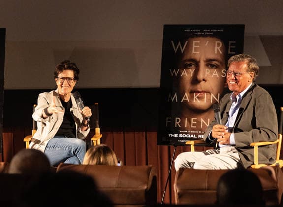 Sony Pictures Unveils THE SOCIAL RECKONING in the Heart of Silicon Valley MOUNTAIN VIEW, CA - September 16, 2026: Writer Director Aaron Sorkin and Pivot Podcast™s Kara Swisher unveil THE SOCIAL RECKONING at the First Public Screening in the Heart of Silicon Valley at Cinemark Century Mountain View on September 16, 2026 in Mountain View, California. Mountain View Cinemark Century Mountain View California United States Copyright: ximageSPACExforxSonyxPicturesx