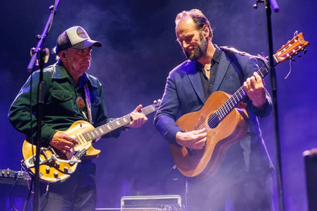 Daniel Lanois live in Oslo, Norway Oslo, Norway. 16th, September 2026. The Canadian musician and record producer Daniel Lanois (L) performs a live concert at Sentrum Scene in Oslo. Here he is seen live on stage with special guest, the singer and guitarist Stein Torleif Bjella (R). Norway, Oslo, Sentrum Scene  Copyright: xGonzalesxPhoto StianxS.xMollerx