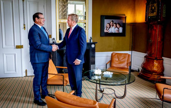 17-09-2026 Palace King Willem-Alexander during a meeting with J. Alfonso Boekhoudt, the Governor of Aruba, at palace Huis ten Bosch in The Hague. Â  Copyright: xPPEx