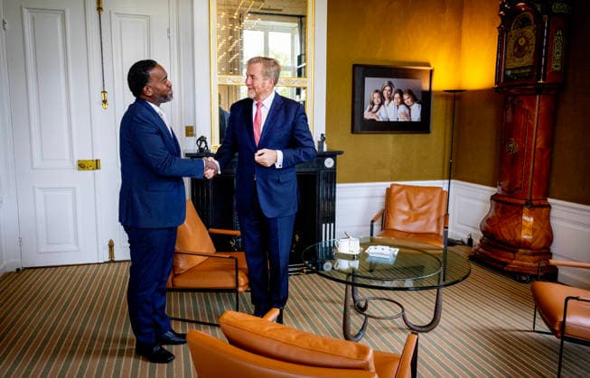 17-09-2026 Palace King Willem-Alexander during a meeting with J. Alfonso Boekhoudt, the Governor of Aruba, and His Excellency Ajamu Baly, the Governor of Sint Maarten., at palace Huis ten Bosch in The Hague. Â  Copyright: xPPEx