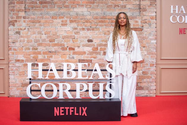 SaO PAULO, SP - 17.09.2026: LANcAMENTO HABEAS CORPUS NETFLIX - Netflix is holding the launch event for the series Habeas Corpus this Thursday morning (17) at the Pinacoteca in Sao Paulo, SP. In the photo, Naruna Costa (Eliane). x3017634x  RodileixMorais