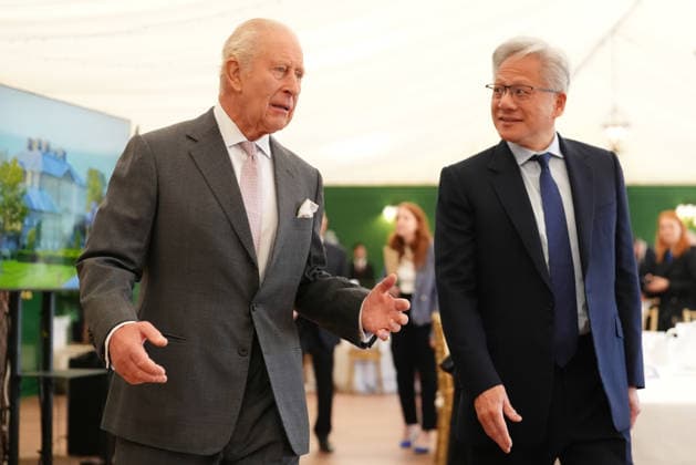 King meets with AI sector leaders King Charles III walks with Nvidia chief executive Jensen Huang (right) to a meeting for leaders from the artificial intelligence (AI) sector, Government, and thought leaders to discuss how AI can be developed and deployed in ways that benefit society, at Dumfries House in Cumnock, Ayrshire. Picture date: Thursday September 17, 2026., Credit:Jonathan Brady PA ROTA - B68 Avalon UK, Cumnock  Copyright: xJonathanxBradyx xPAxROTAx-xB68x xAvalonx 1135714836
