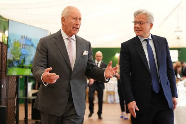 King meets with AI sector leaders King Charles III walks with Nvidia chief executive Jensen Huang (right) to a meeting for leaders from the artificial intelligence (AI) sector, Government, and thought leaders to discuss how AI can be developed and deployed in ways that benefit society, at Dumfries House in Cumnock, Ayrshire. Picture date: Thursday September 17, 2026., Credit:Jonathan Brady PA ROTA - B68 Avalon UK, Cumnock  Copyright: xJonathanxBradyx xPAxROTAx-xB68x xAvalonx 1135714856