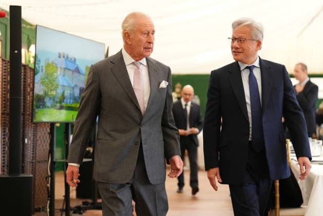 King meets with AI sector leaders King Charles III walks with Nvidia chief executive Jensen Huang (right) to a meeting for leaders from the artificial intelligence (AI) sector, Government, and thought leaders to discuss how AI can be developed and deployed in ways that benefit society, at Dumfries House in Cumnock, Ayrshire. Picture date: Thursday September 17, 2026., Credit:Jonathan Brady PA ROTA - B68 Avalon UK, Cumnock  Copyright: xJonathanxBradyx xPAxROTAx-xB68x xAvalonx 1135714865