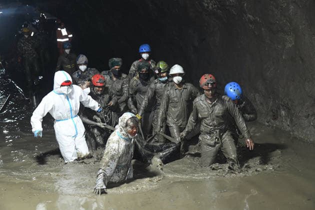 Nepalese rescue teams continued searching for survivors following the devastating glacial floods that swept through the Himalayan region. Officials said 5 bodies were recovered from a tunnel buried by debris in Nepal on September 17, 2026. More than 8,700 Nepal Army personnel have been deployed across the affected areas. A joint rescue team conducted search and recovery operations for human remains and bodies along the Matilo Trishuli River and other flood-affected waterways.  NEP2026091704 NepalesexArmy