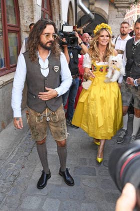 Heidi Klum, Hund Fritz, mit Ehemann Tom Kaulitz beim HEIDIFEST 2026 im Hofbräuhaus in München am 17.09.2026
