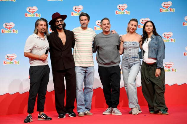 Tommy Scheel, Massimo Sinato, Tom Beck, Moritz Bleibtreu, Anna-Carina Woitschack und Chryssanthi Kavazi beim kinderTag 2026 in den Atelier Gardens. Berlin, 17.09.2026