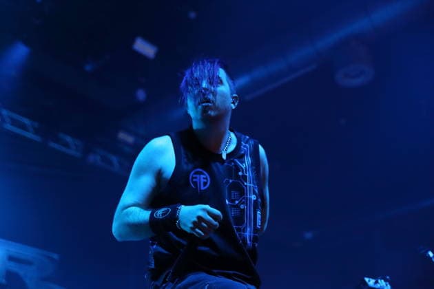 Milo Silvestro von der Band Fear Factory bei einem Konzert im Huxleys Neue Welt in Berlin, 17. September 2026. Fear Factory Konzert Berlin