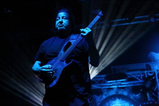 Dino Cazares von der Band Fear Factory bei einem Konzert im Huxleys Neue Welt in Berlin, 17. September 2026. Fear Factory Konzert Berlin