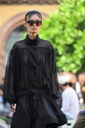 September 17, 2026, Madrid, Spain: A model parades with Odette Ãlvarez design during the Mercedes Benz Fashion Week Madrid at Cibeles Palace in Madrid. Madrid Spain  - ZUMAs197 20260917_aaa_s197_178 Copyright: xAtilanoxGarciax